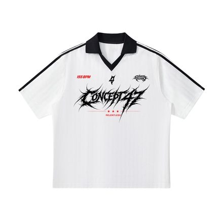 CONTRAST COLLAR STRIPED JERSEY