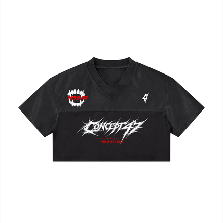 WOMEN'S CROPPED PANELED V-NECK JERSEY