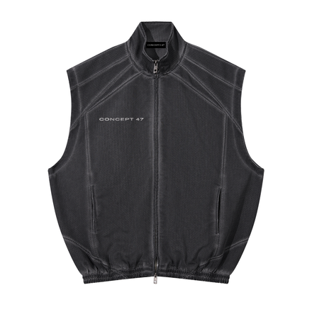 VINTAGE WASH MESH FULL-ZIP VEST