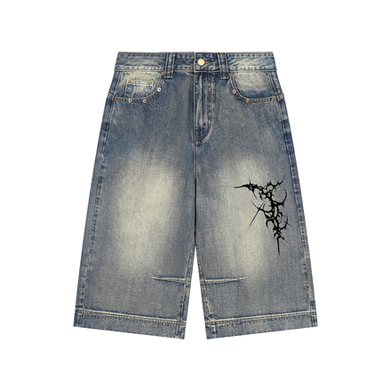 VINTAGE WASH BAGGY DENIM SHORTS